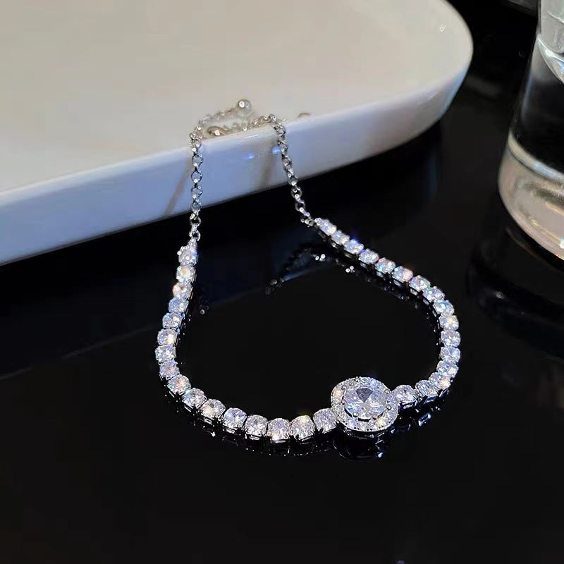 New ins light luxury full diamond silver bracelet