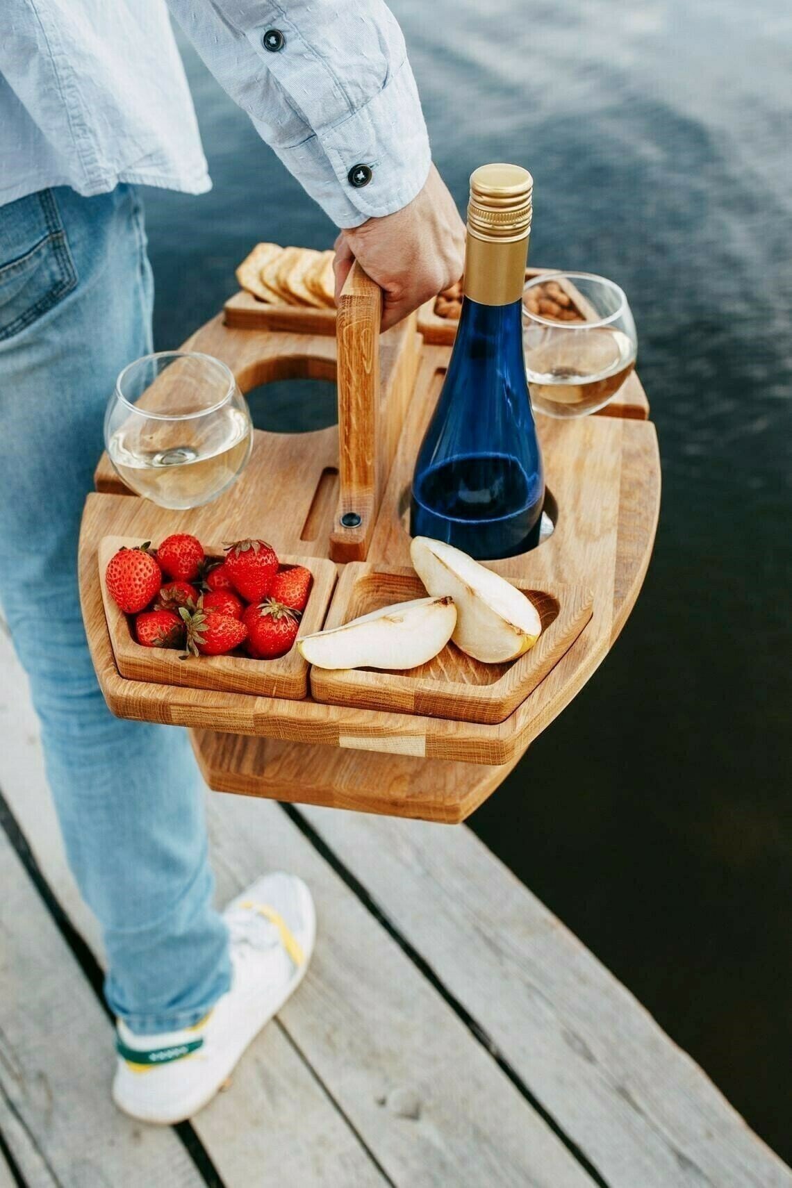 🍷Portable Wooden Outdoor Picnic Wine Table