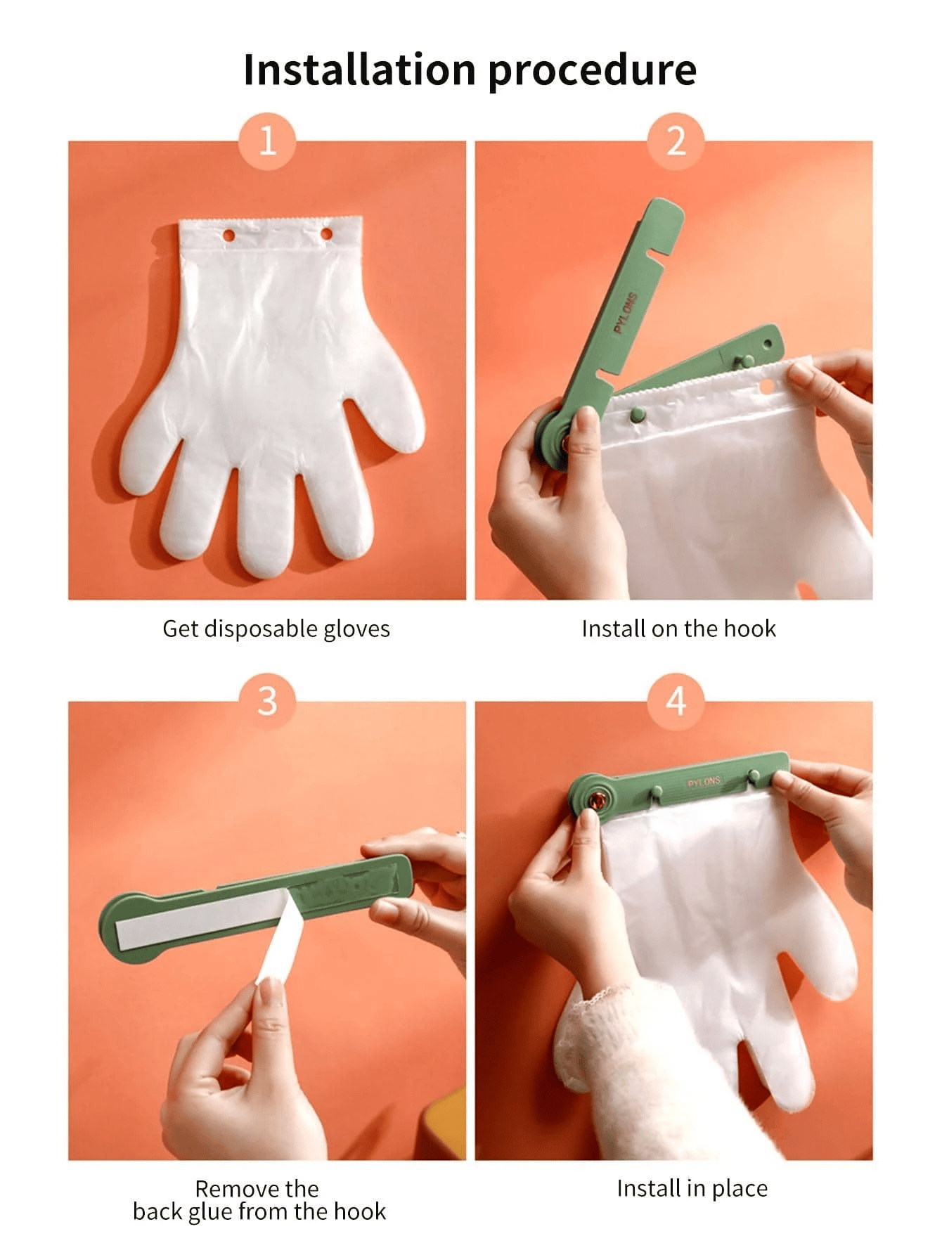 Disposable Glove Holder Organizer Wall Mounted (With 100PCS Gloves)