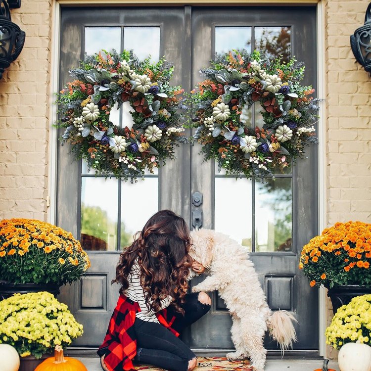 Autumn sale🔥White Pumpkins Ranunculus Wreath (50% discount)