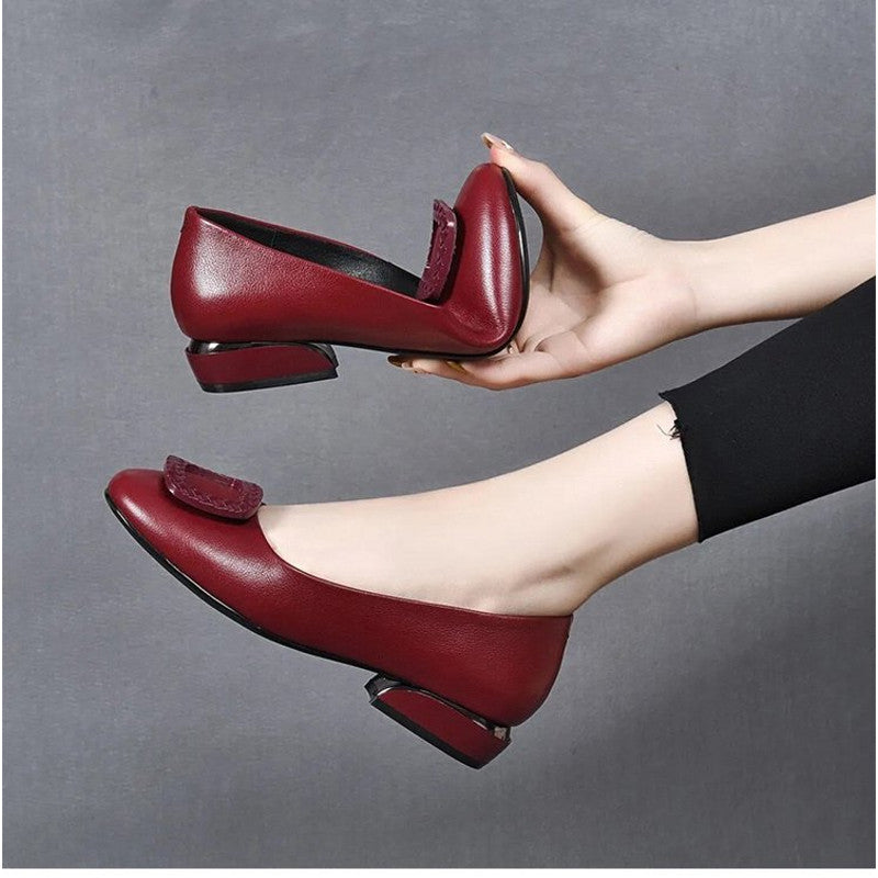 2023 soft surface comfortable thick heel round toe shoes