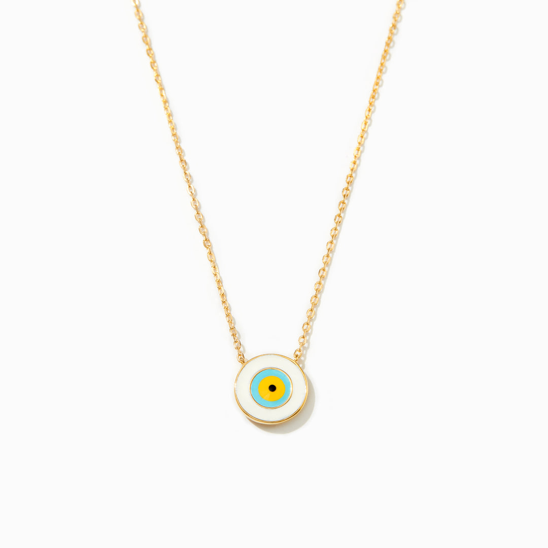 Enamel White Evil Eye Necklace