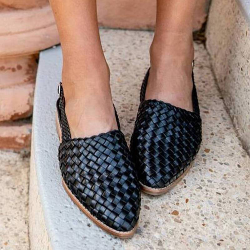 Women Chic Braided Upper Buckle Strap Flat Heel Sandles