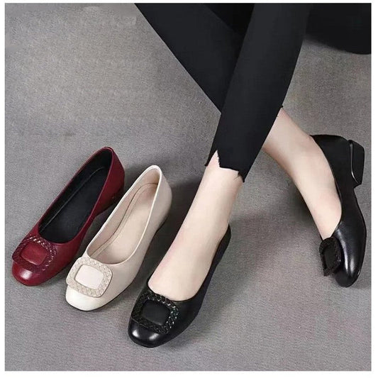 2023 soft surface comfortable thick heel round toe shoes