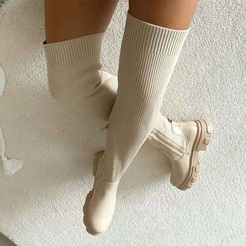 Thigh High Stretch Knit Boots