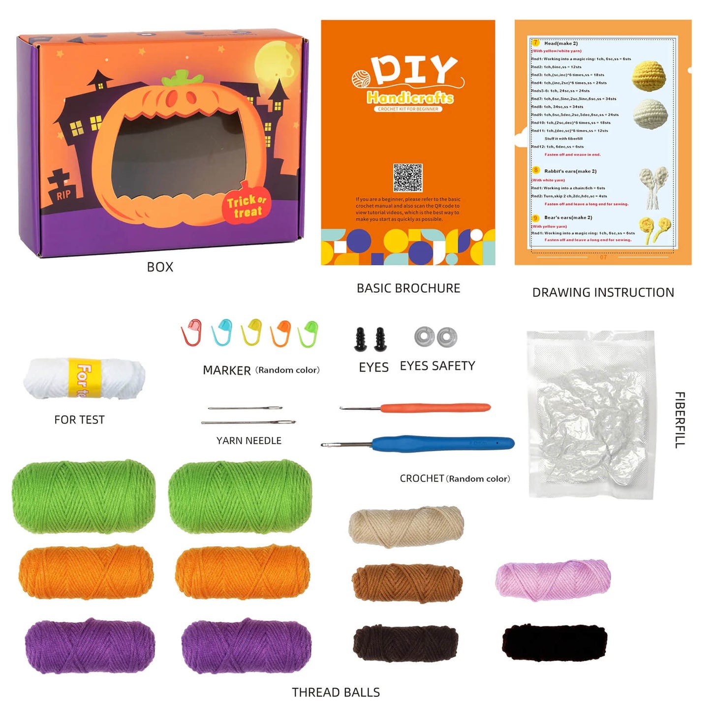 Halloween Crochet Kit For Beginners with Easy Peasy Yarn