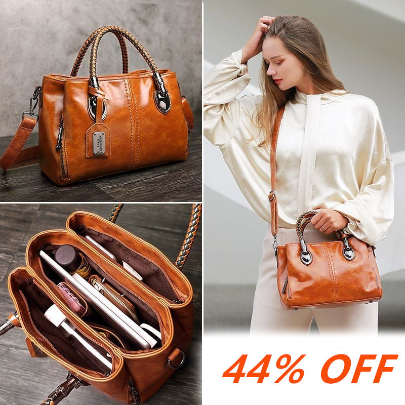 🔥New Arrivals - 44% Off - Brand New Oil Waxed Leather Boston Soft Leather Tote Bag