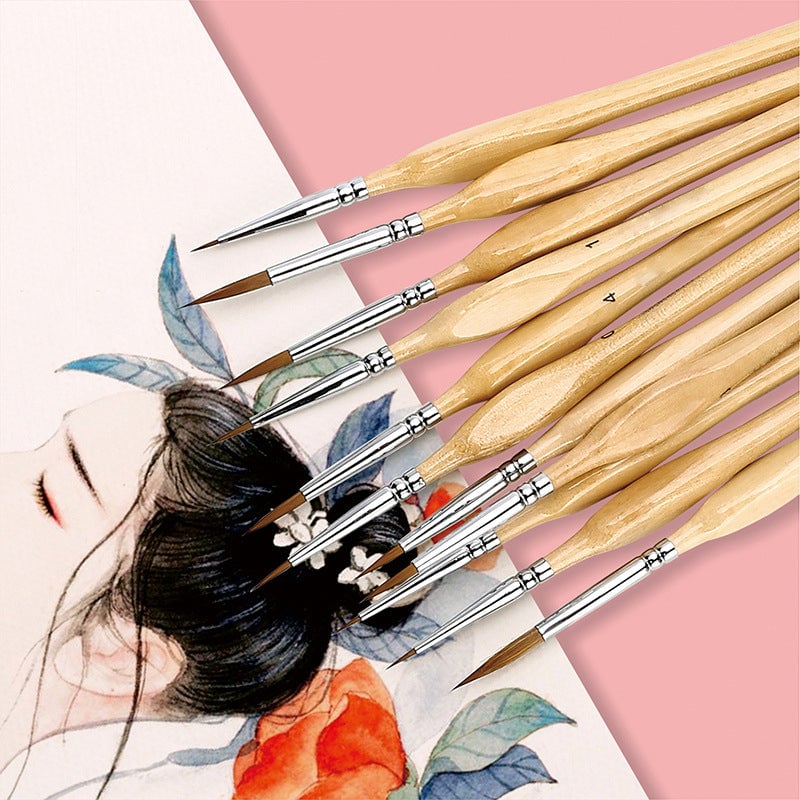 11 Pcs Miniature Detail Paint Brush Set